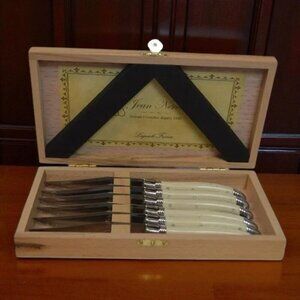 Laguiole Jean Néron 6pc Steak Knife Set Ivory Handles France w/ Box - NIB